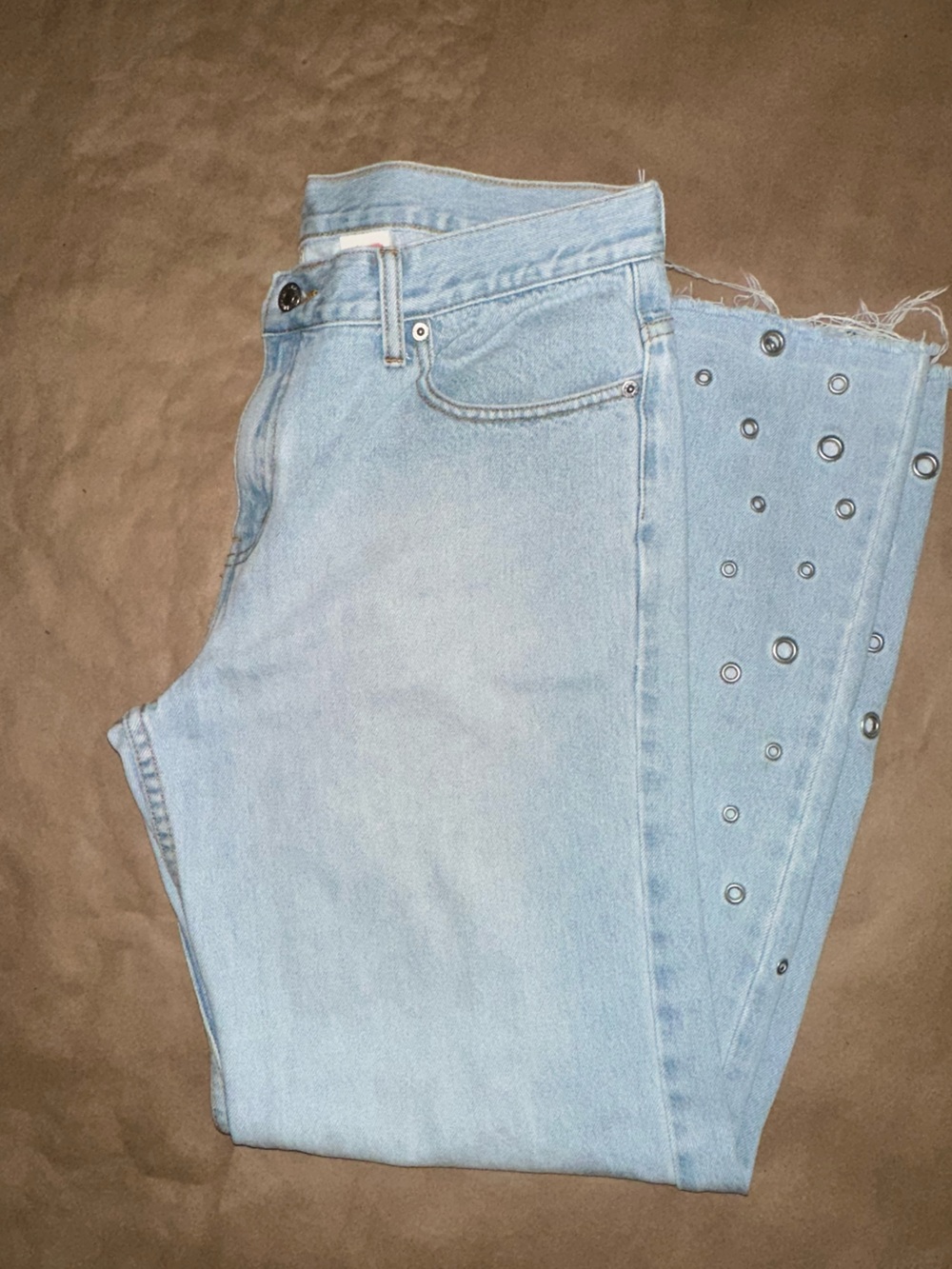 Levi’s vintage y2k does 70s 574 light wash bell bottom jeans metal grommets 13M